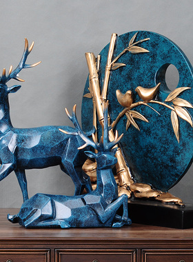 极速创意鹿装饰摆饰欧式礼品美式家居F摆设客厅玄关电视柜酒柜软