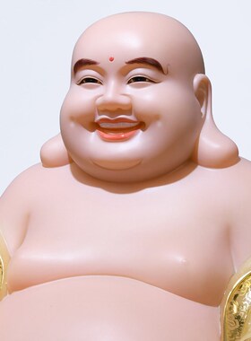 极速汉白玉佛像弥勒佛大肚佛像笑佛家用金镶N玉全堂佛佛堂摆件居