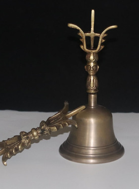 极速尼泊尔进口法器三叉金刚铃杵青铜铃铛回音长久优W质款光滑铃