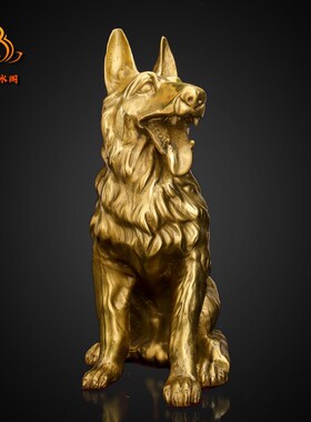 极速开运纯铜狼狗风水家居招财摆件看门狗贵犬护运守X财铜狗大号