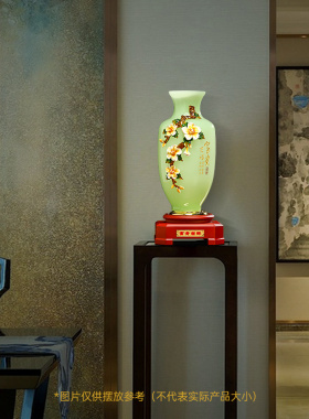 极速富贵吉祥琉璃玉花瓶摆件珐琅彩新中式客M厅酒柜装饰品乔迁新