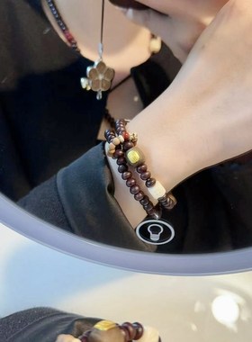 极速紫金钵盂双圈手串搭配多宝跑环E五条经棋楠沉香女款手链 女款