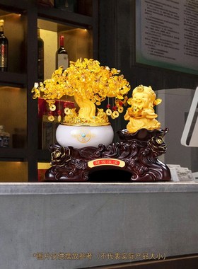 极速财源滚滚财神j爷发财树摆件招财客厅办公室酒柜装饰品店铺开