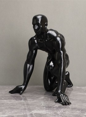 极速北欧黑色铁饼人起跑人摆w件样板房售楼部卧室书房客厅餐厅桌