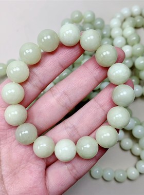 极速天然和田玉晴水料单圈女款手链B 12mm晴水低饱和度手串 男女