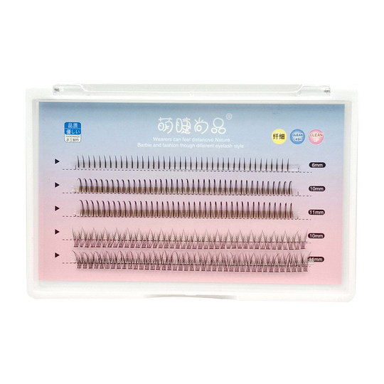 Extremely fast, free glue and tweezers, false eyelashes for women, mixed pack, single cluster A-type fairy hair fishtail lower eyelashes, natural