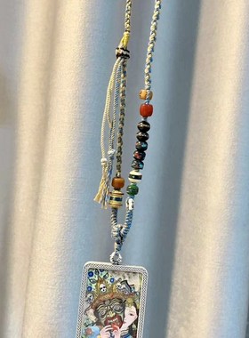 极速前世今生唐卡吊坠项链毛衣链 藏式H唐卡项链 手工手搓棉项链