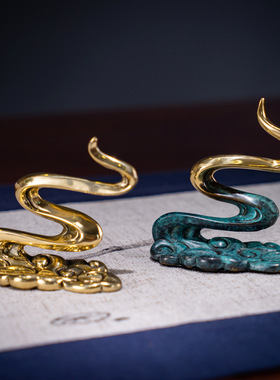 极速中式铜祥云手机架创意国风纸镇手机座客厅Q书房办公室礼品摆