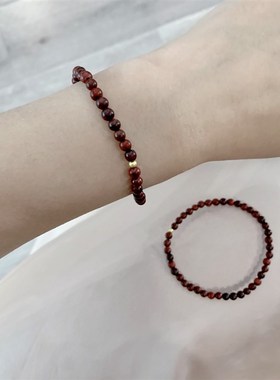 极速紫檀木4mm左右小颗粒单圈女款手链 女款木质紫檀手.串 简约百