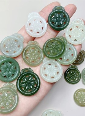 极速天然和田玉步步生莲吊坠 25mm左P右 玉质油润有光泽