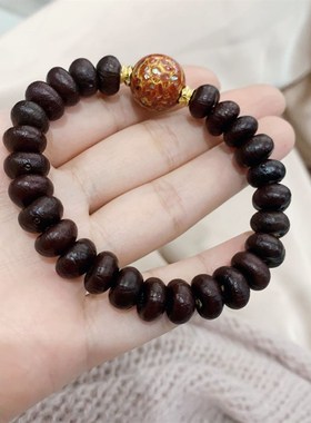 极速紫金钵盂菩提子搭配大漆珠女z款手链 木质精致简约ins小众设