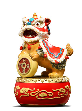 极速雄狮献瑞招财醒狮摆件舞狮铜工艺品办M公室酒柜装饰品乔迁开