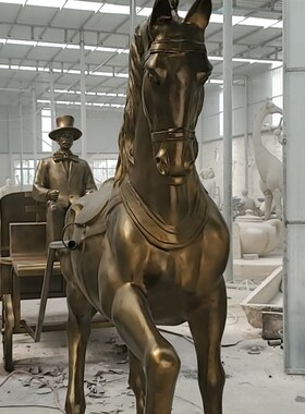 新品玻璃钢仿铜铸铜古代欧u式人物马车战车马拉车雕塑公园广场景