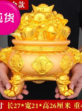 新品装饰卧室店铺k风水创意招财进宝旺运电视柜纯铜聚宝盆00摆件