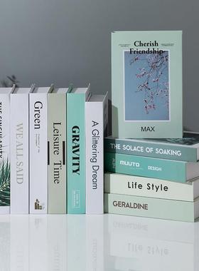 绿色北欧简约风格假书装饰书本摄影道具样板间图书馆仿真书摆件