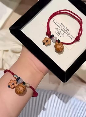 桃篮手链女款小众编绳桃核手绳