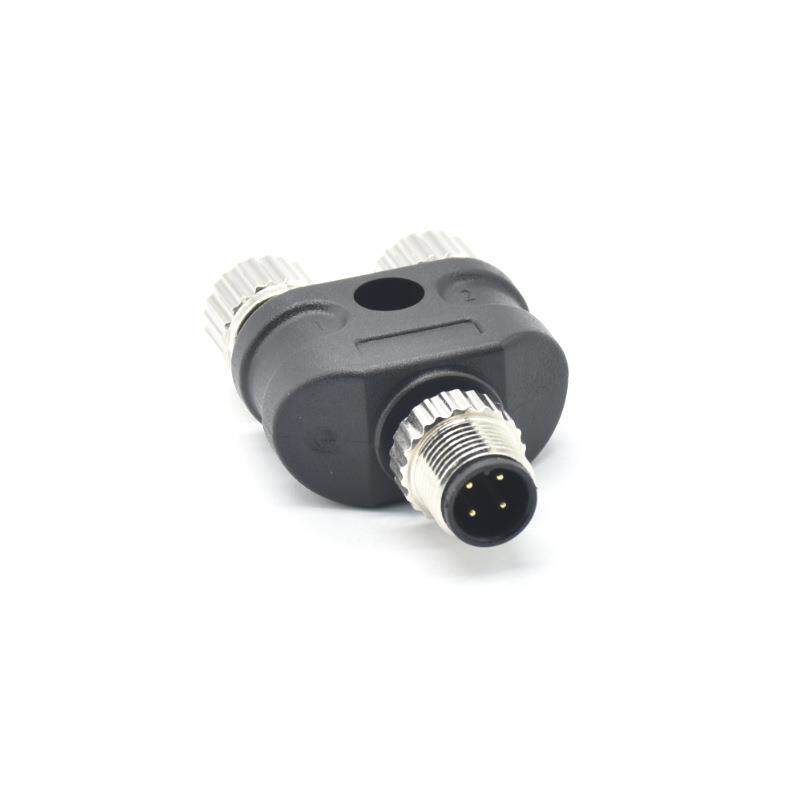 M12 Y型连接器M12-4芯A型接插件航空插头三通插头转接头 分线器 - 图3