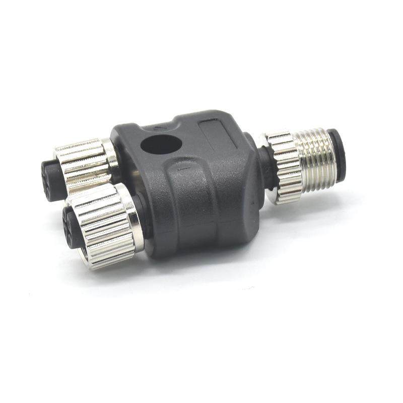 M12 Y型连接器M12-4芯A型接插件航空插头三通插头转接头 分线器 - 图2