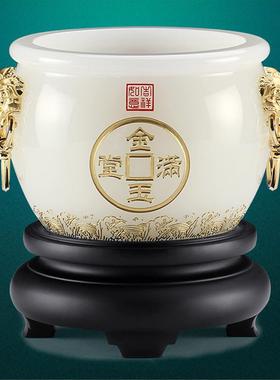琉璃聚宝盆家居装饰创意工艺品办公招财摆件送老板商务礼品高级感