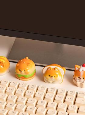 创意卡通面包小狗树脂小摆件办公室桌面装饰工艺品学生礼品公仔