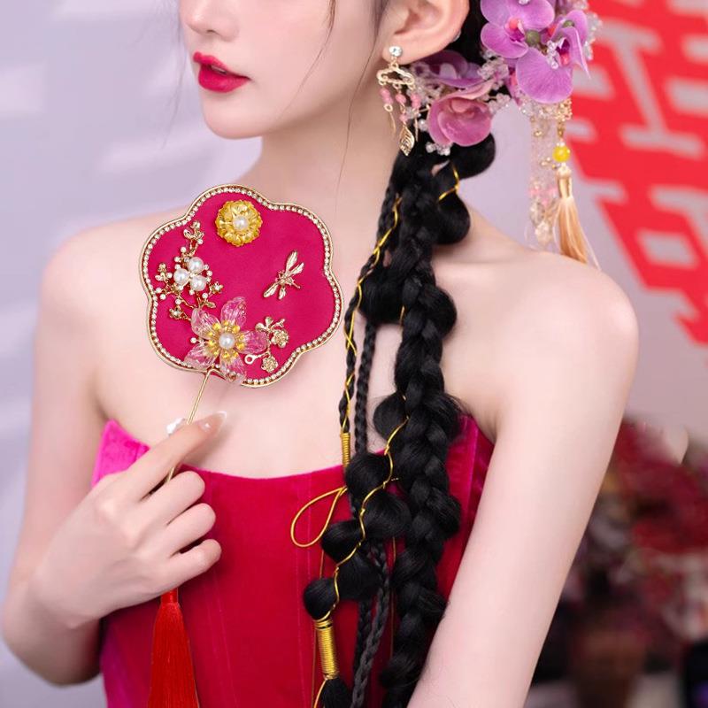 新娘手工迷你巴掌团扇结婚接亲新中式婚礼晨袍秀禾小扇子拍照道具 - 图1