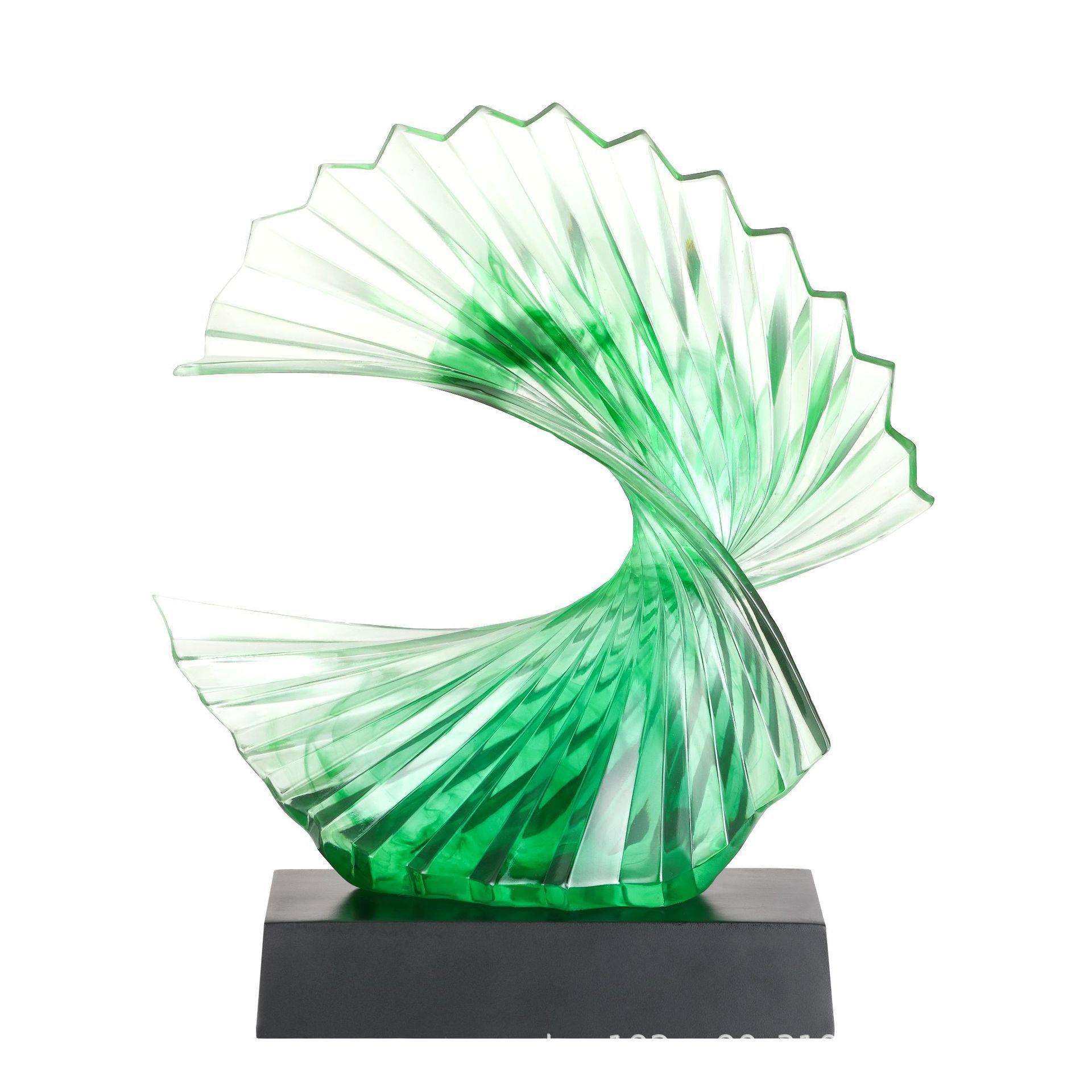 现代简约透明树脂扇形摆件高端抽象艺术客厅玄关酒吧展示柜装饰品,淘宝优惠券,粉丝福利购,淘宝优惠卷