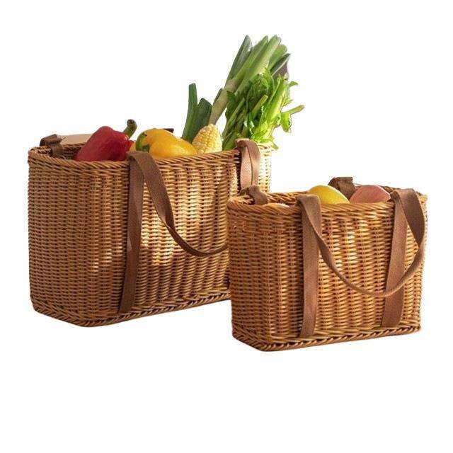 买菜手提篮春游户外野餐藤编塑料露营洗澡竹编菜篮编织篮采摘篮子,淘宝优惠券,粉丝福利购,淘宝优惠卷