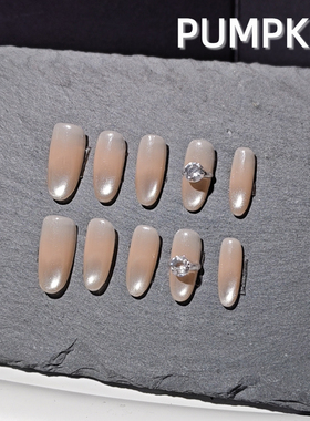Pumpkin nail纯手长甲工透色带钻约会婚礼新娘温柔白WJ-10262005
