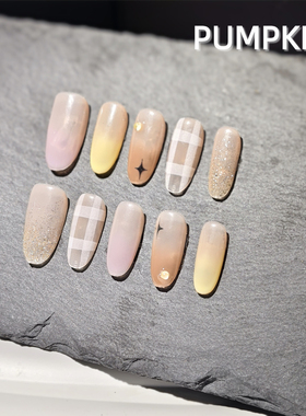 Pumpkin nail26新款美式欧美风多巴胺色系夏日穿戴甲WJ-102610037