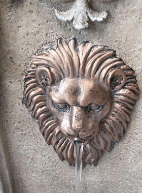 太阳能款狮子挂壁式室内别墅送礼园艺景观园林艺景流水喷泉摆件-3