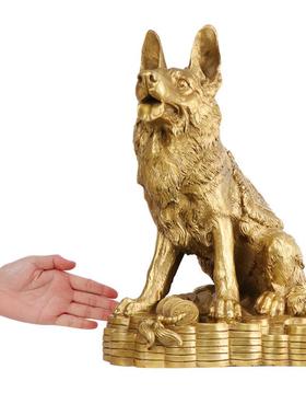 杨铜记 铜金钱狼狗摆件 铜狗 家居装饰摆设 铜金钱狼狗