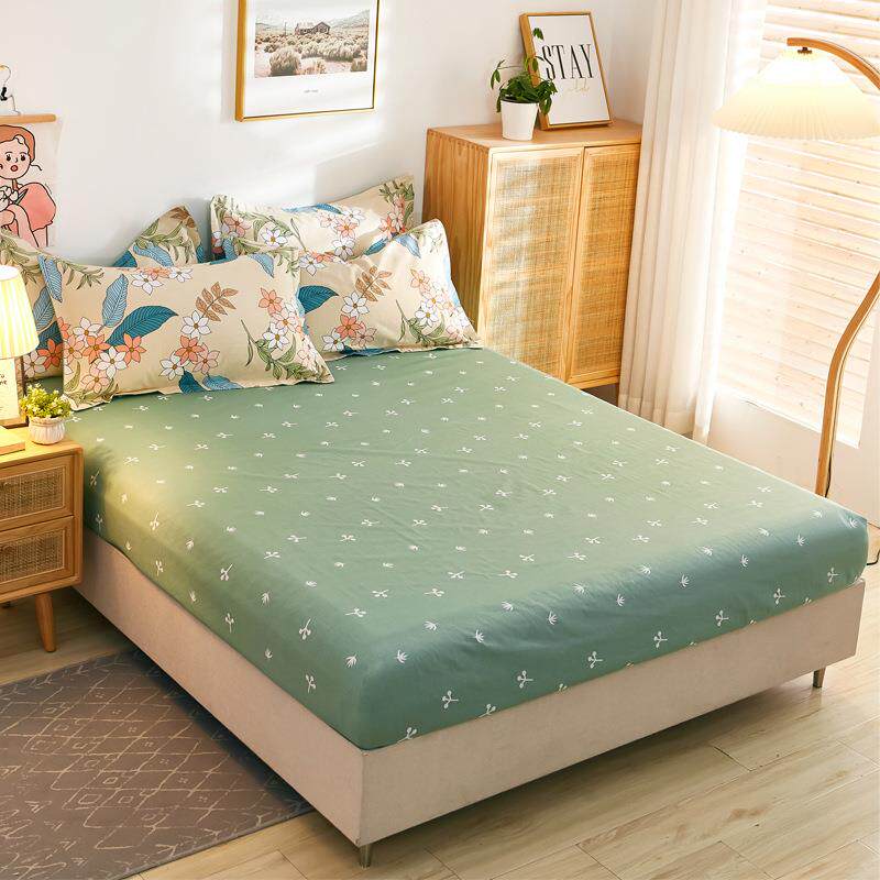 2023全棉活性印花四件套床上用品简约混搭纯棉床单床笠款 - 图1