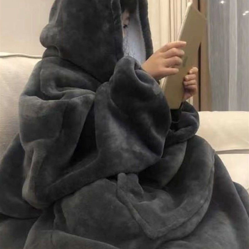 法兰绒大睡袍情侣加厚浴袍暖家居服男女冬长款连体睡衣睡裙懒人毯,淘宝优惠券,粉丝福利购,淘宝优惠卷