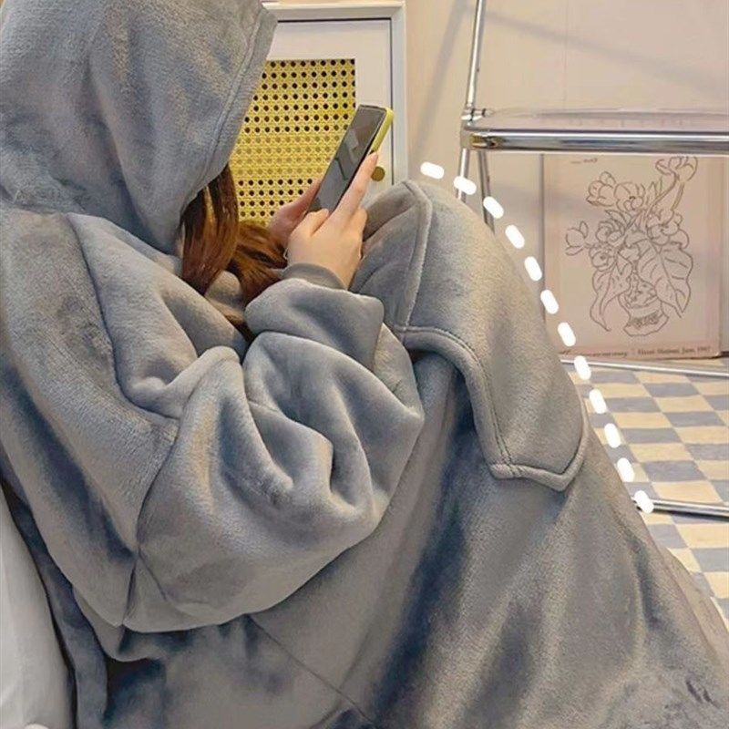 法兰绒大睡袍情侣加厚浴袍暖家居服男女冬长款连体睡衣睡裙懒人毯,淘宝优惠券,粉丝福利购,淘宝优惠卷