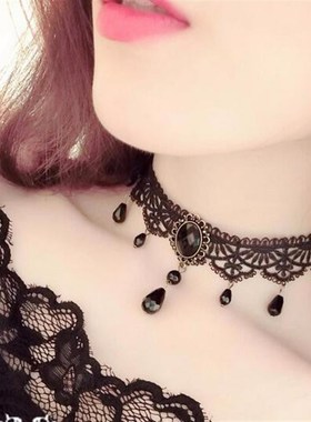 极速Halloween Sexy Gothic Punk Style Necklace Black LaZce Ne