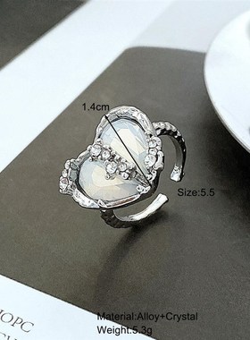 极速Opening adjustable ring for woNmen爱心戒指女开口可调节指