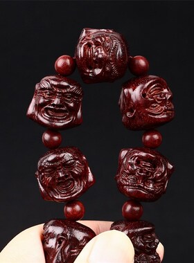 极速正宗印度小叶紫檀手串十w八罗汉纯手工精雕檀香木文玩佛珠手