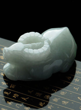 极速老坑翡翠a货牛吊坠 生w肖牛玉牛玉挂件立体青牛绿色牛玉坠时