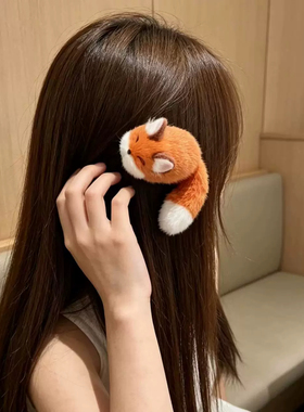 软萌毛绒小狐狸侧边发夹女童礼物