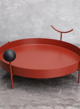 新中式创意金属圆形托盘样板房电视柜餐厅客厅卧室玄关饰品摆件