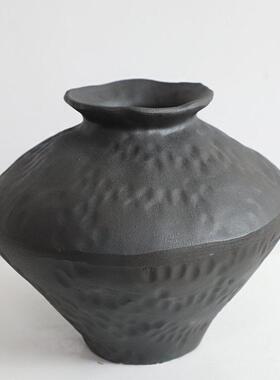 侘寂风陶瓷花粗陶插花复古怀旧手工民宿酒店禅意摆件新中式