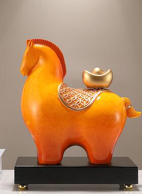 马上有钱摆件招财办公室装饰品高档新中式客厅博古架乔迁开业礼品