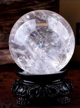 厂供天然白水晶球摆件客厅家用进门玄关卧室家居白色大小原石