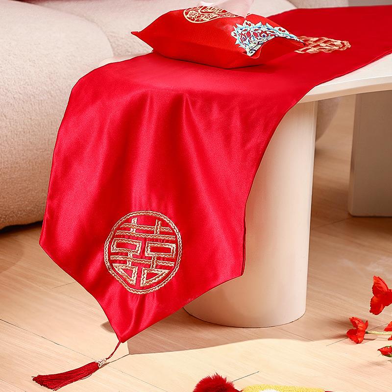 结婚茶几桌布订婚宴摆台婚房布置婚礼男女方婚庆用品婚礼布置 - 图2