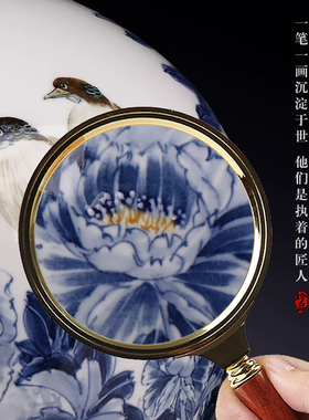 JOICO景德镇陶瓷石榴瓶新中式客厅博古架玄关高端花开富贵装饰品