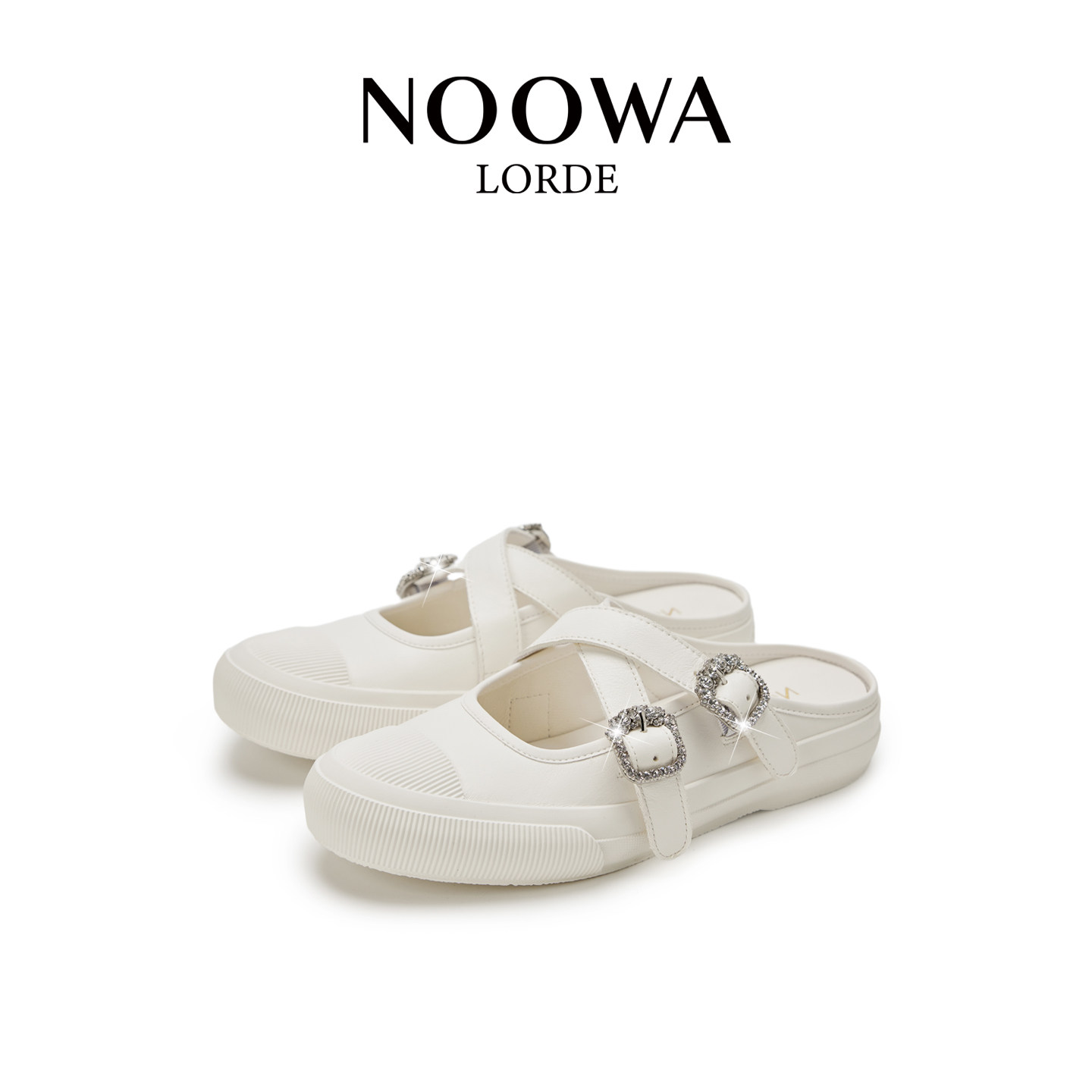 NOOWA设计师款真皮包头拖女2026春款水钻镂空平底轻便玛丽珍半拖,淘宝优惠券,粉丝福利购,淘宝优惠卷