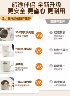 佳小白便携式热奶杯小型办公多功能保温烧水电动加热早餐热奶牛杯