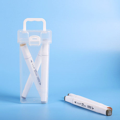 马克笔盒子收纳盒便携式大容量文具盒多功能塑料盒环保防水设计笔盒桌面工具箱全套 - 图3