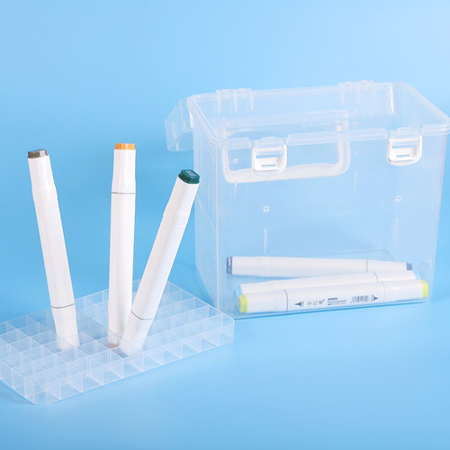 马克笔盒子收纳盒便携式大容量文具盒多功能塑料盒环保防水设计笔盒桌面工具箱全套 - 图2