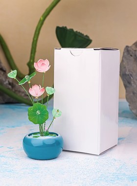 荷花罐子桌面摆件创意高档办公室电脑工位装饰用品小摆件2025新款